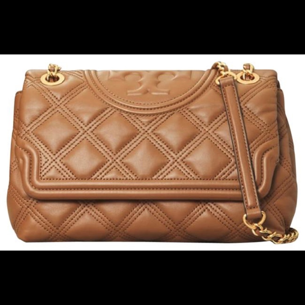 TORY BURCH FLEMING QUILTED SHOULDER BAG IN MOOSE
